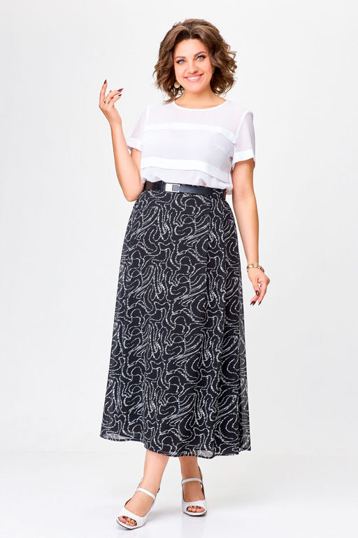 Блуза Swallow 803.2 черный+серебряный узор фото 178