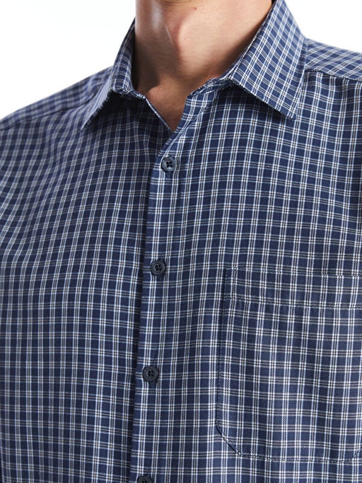 Regular Fit Uzun Kollu Ekose Gabardin Erkek G?mlek