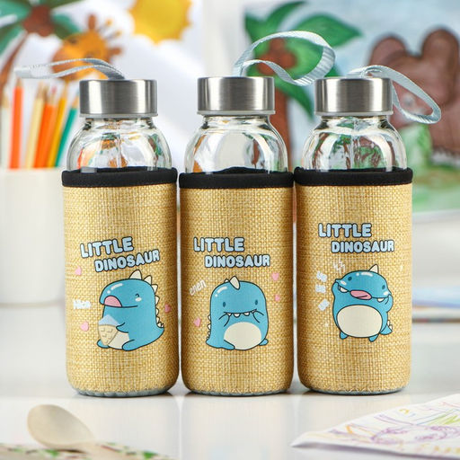 Бутылка для воды в чехле Дино, 300 мл, h=17 см, стекло, рисунок МИКС - Simaland фото 5