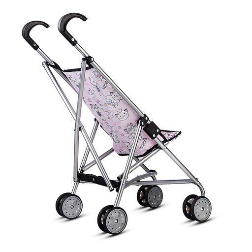 Коляская кукольная трость, металлическая, принт кошки