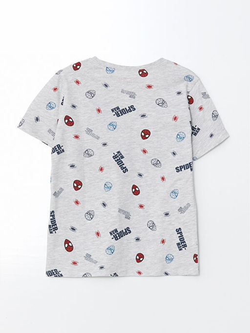 Bisiklet Yaka Spider-Man Bask?l? Erkek ?ocuk ?ortlu Pijama Tak?m?