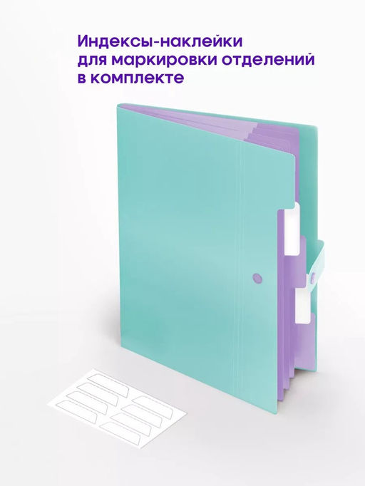 Папка А4, 5 отделений, Calligrata, 600 мкм, на кнопке, зеленая, матовая