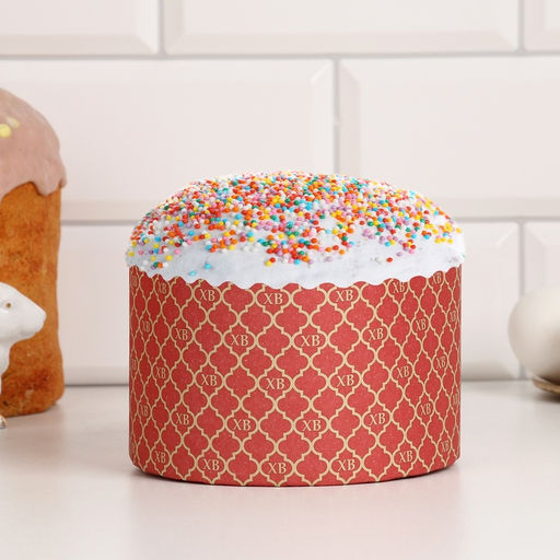 Цена за 1400 шт. Форма для выпечки кулича бумажная Деко-про «ХВ Красная», одноразовая, 13.4×9 см, красная