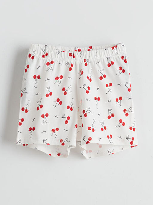 Beli Lastikli Bask?l? K?z ?ocuk Pijama ?ort