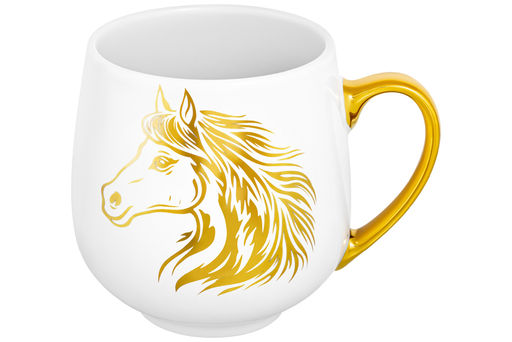 Кружка 530 мл 13,5*10,5*10,7 см Лошадь золотая на белом, фарфор - Elan gallery фото 4