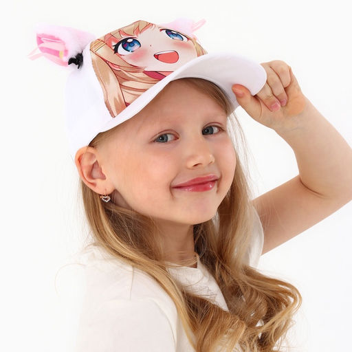 Кепка детская Котик, аниме, с ушками, р-р 52-54, 5-7 лет