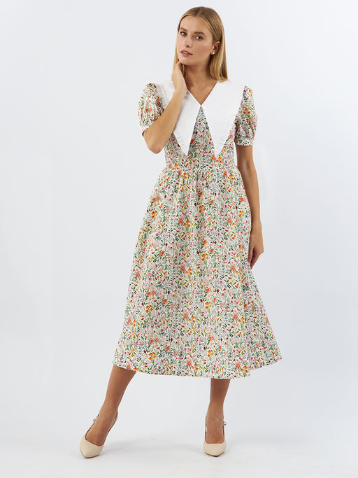 Платьеиз хлопка с большим контрастным воротником OD-935-2