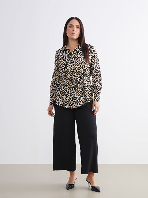 B?y?k Beden Beli Lastikli Geni? Pa?a Kad?n Pantolon