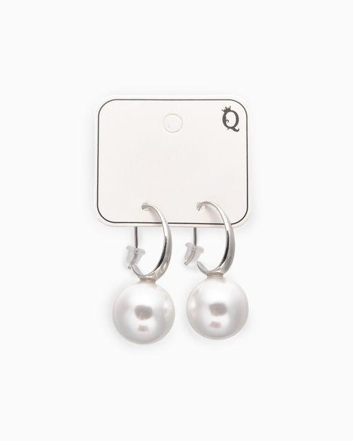 Серьги с жемчугом «Капля» полукруг, цвет белый в серебре