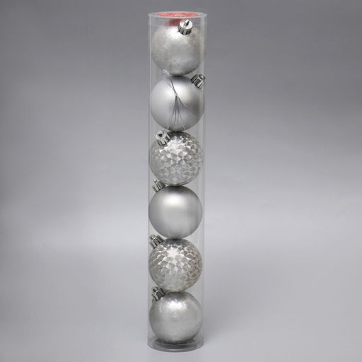 Ёлочные игрушки Пилар, шары новогодние, d=6 см, набор 6 шт., серебро - Зимнее волшебство фото 2