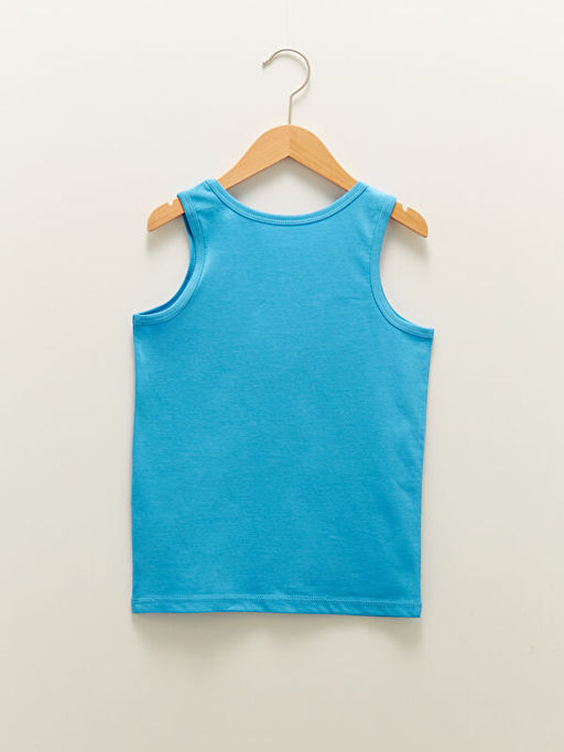 Bisiklet Yaka Bask?l? Pamuklu Erkek ?ocuk Atlet 2li - Waikiki фото 3