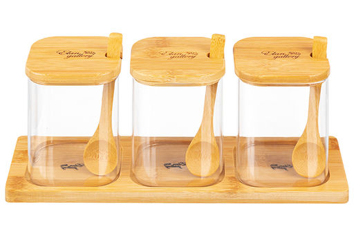 Набор банок для специй Elan Gallery Crystal Glass 3 шт 450 мл с ложкой фото 23
