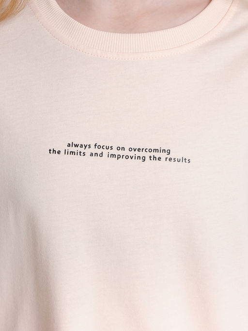 Футболка с принтом для девочки 22-7455 персик/черный