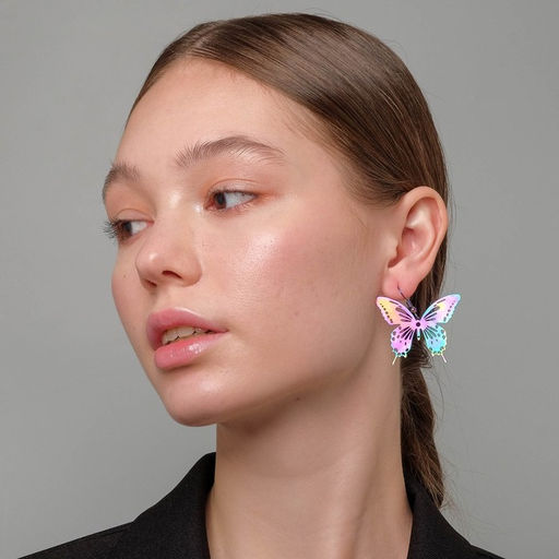 Серьги металл Бабочки кружевные, цвет бензиновый - Queen fair фото 3