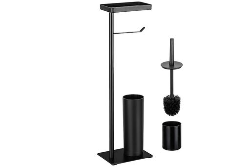 Подставка для туалетной бумаги с ершиком 20*15*65 см "Черная"