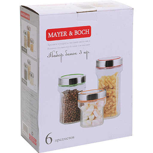 31060 Банки для сыпучих 3пр1,55+1,05+0,750л.MB (х4) - Mayer&boch фото 4
