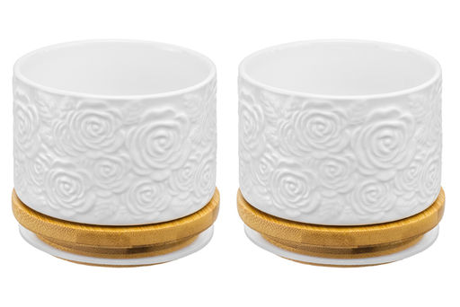 Набор 2 банок д/хранения и запекания 250 мл 9,3*9,3*7 см "Розы" c дер. крышкой-подстав. с сил. упл.