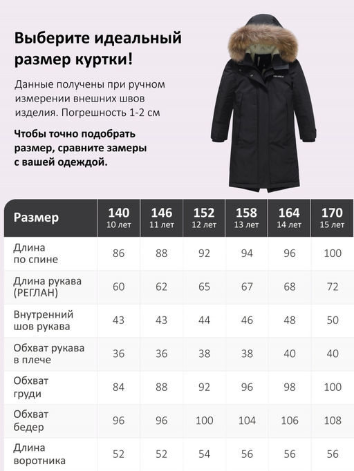 Парка зимняя подростковая для девочки с капюшоном и мехом черного цвета 9536Ch