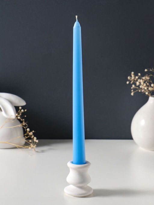 Цена за 2 шт. Свеча античная 25 см (набор 2 шт) 58 гр, 7 ч, цв. пастельно-голубой