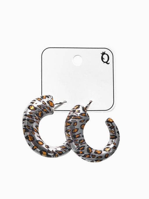 Серьги пластик Леопард, цвет серебро - Qf фото 3
