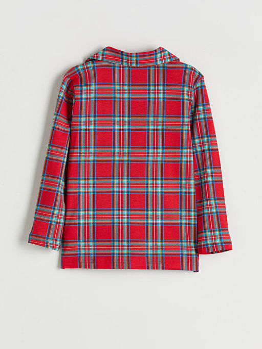 G?mlek Yaka Ekose Erkek ?ocuk Pijama Tak?m?