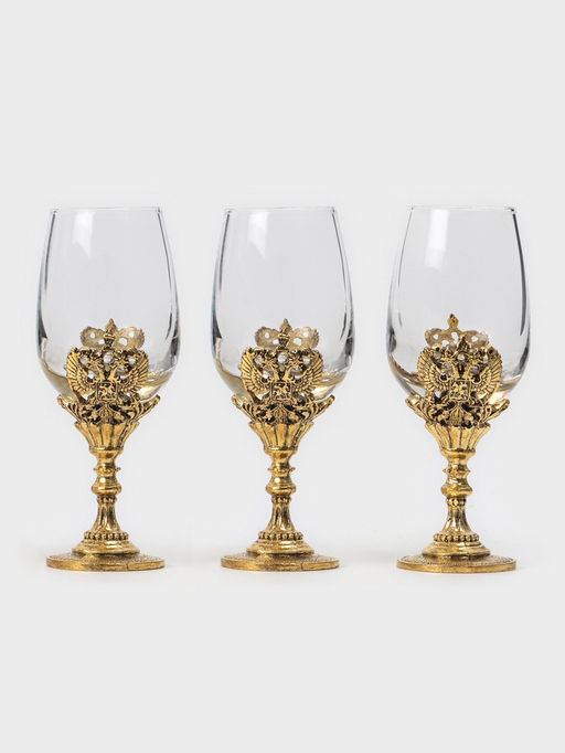 Рюмки для водки «Герб», подарочный набор на 3 персоны, рюмка 50 мл, золото