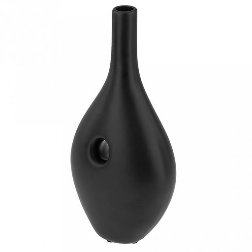 Ваза керамическая "Кейптаун" 1,1л, 15х8,2см h30,5см, д/горла - 2,1см, матовая глазурь, цвет - черный, в коробке (Китай)