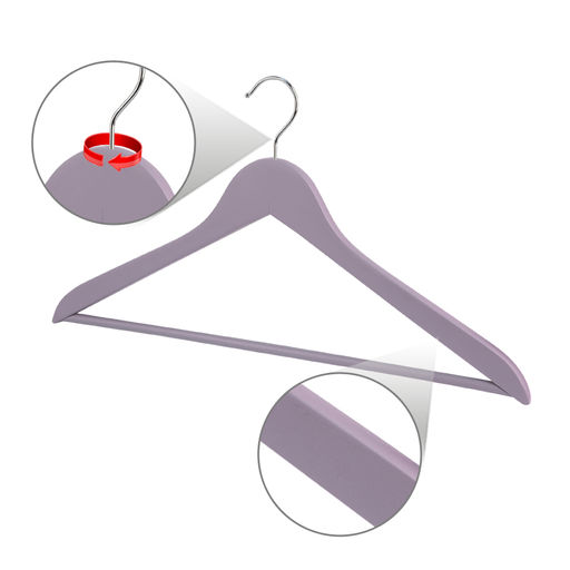 Набор вешалок дерев., 6 шт., прямых, с переклад., 44.5*23*1.2 см, цвет сиреневый, LAV, шт - Valiant фото 5