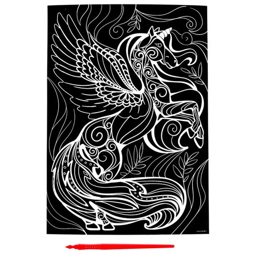 Гравюра «Волшебный единорог» с металлическим эффектом «золото» А4