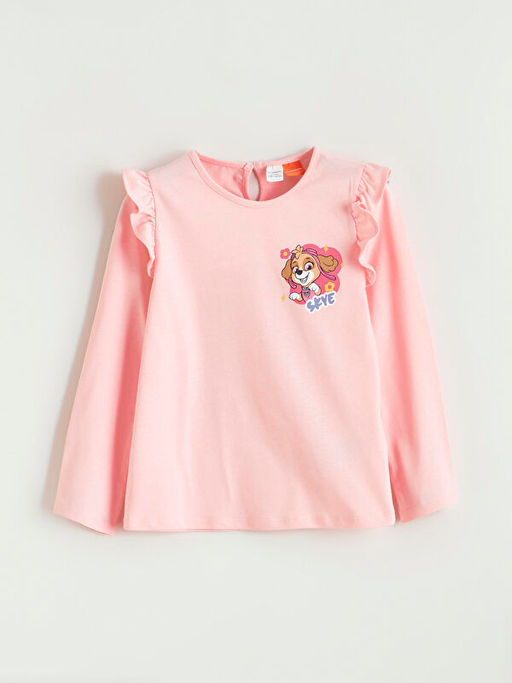 Bisiklet Yaka Paw Patrol Bask?l? K?z ?ocuk Ti??rt