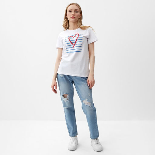 Футболка женская, белая, размер 46