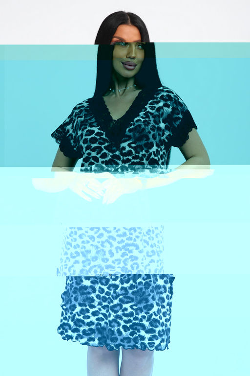 Туника женская из вискозы из вискозы Олеся серый леопард