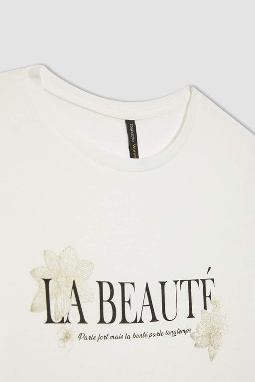 Футболка стандартного кроя с круглым вырезом и короткими рукавами с принтом - Defacto фото 8