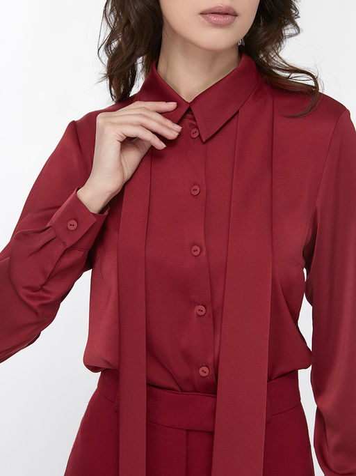 Блузка с галстуком OD-881-6 бордовый - Tantino фото 3