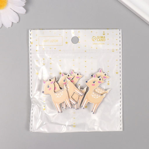 Декор для творчества дерево «Оленёнок», набор 6 шт., 4×2.6×0.3 см