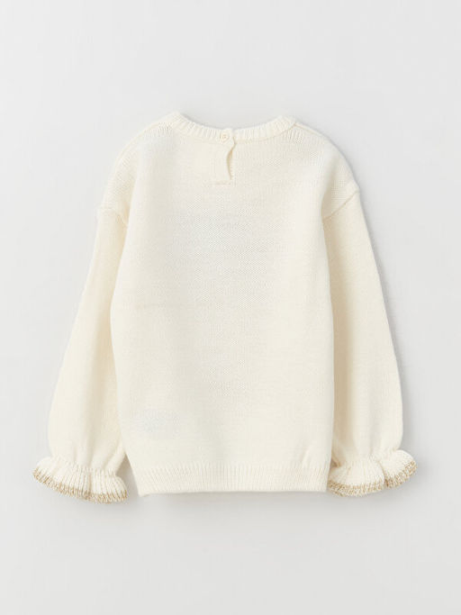 Bisiklet Yaka Uzun Kollu Desenli K?z Bebek Triko Kazak - Waikiki фото 3