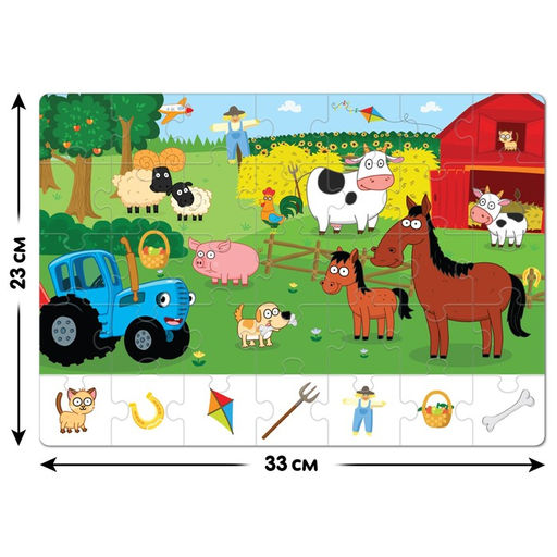 Пазл Собери, найди, покажи. Синий трактор на ферме, 35 элементов  фото 2