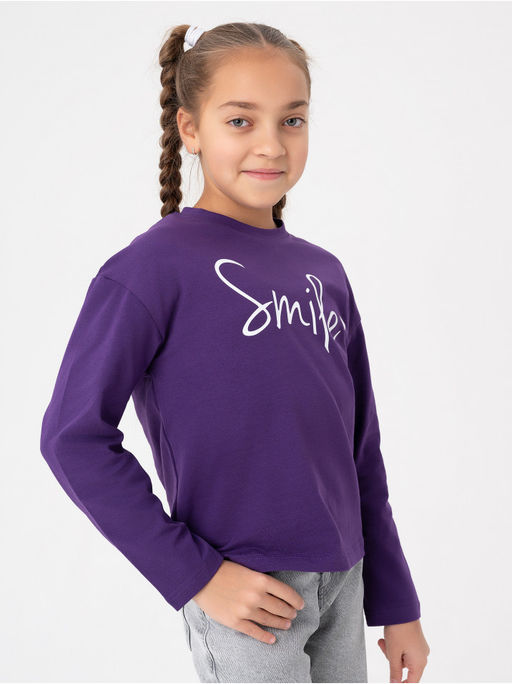 Лонгслив детский Смайл фиолет - София фото 8