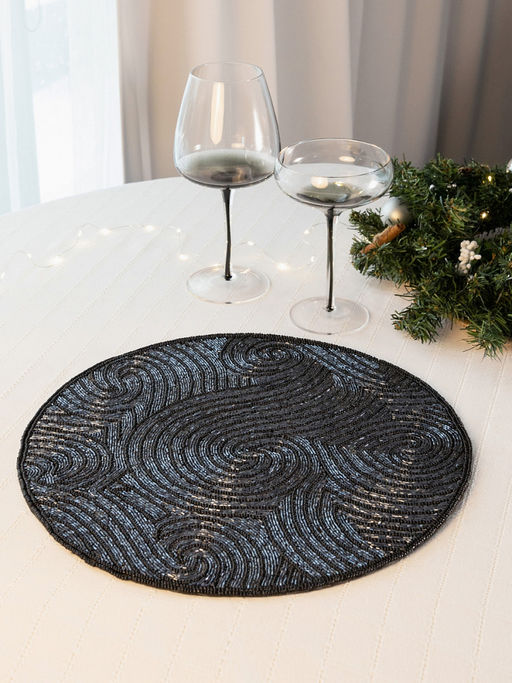 Салфетка сервировочная D35 синий бисер