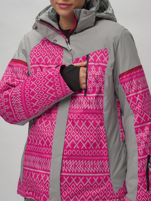 Горнолыжный костюм женский большого размера розового цвета 02272-1R