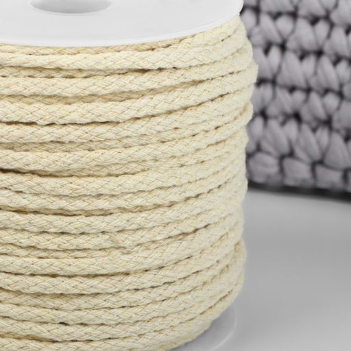 Шнур для плетения, хлопок, d=4 мм, 50±1 м, без сердечника, белый