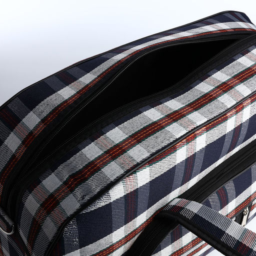 Сумка дорожная на молнии, наружный карман, длинный ремень, цвет синий/белый - Simaland фото 4