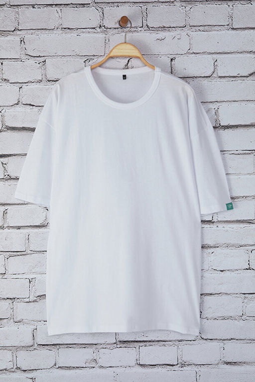 Beyaz B_y_k Beden Oversize/Geni_ Kesim %100 Pamuklu Etiketli T-Shirt TMNSS25BF00036 - Trendyolmilla фото 2