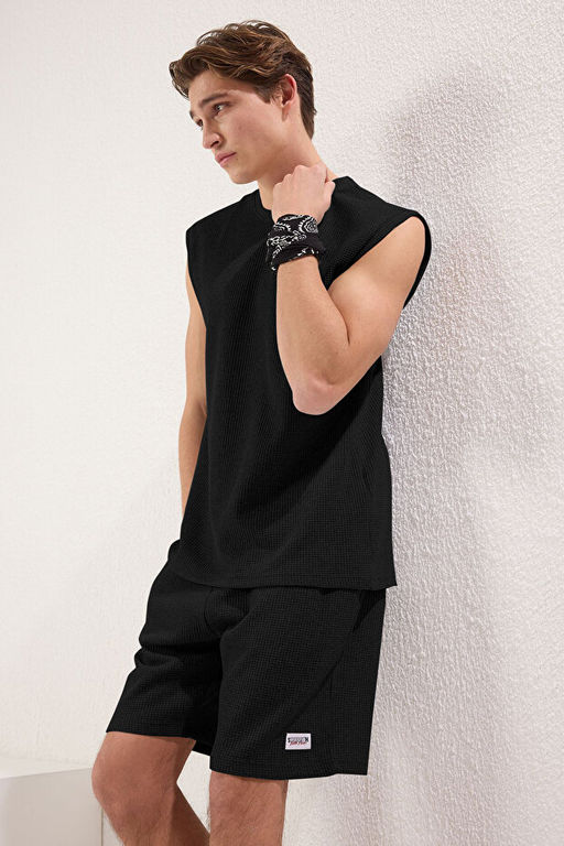 Siyah Regular Fit Etiket Detayl_ Atlet _ortlu _rme Pijama Tak_m_ TMNSS25PT00028 - Trendyolmilla фото 2
