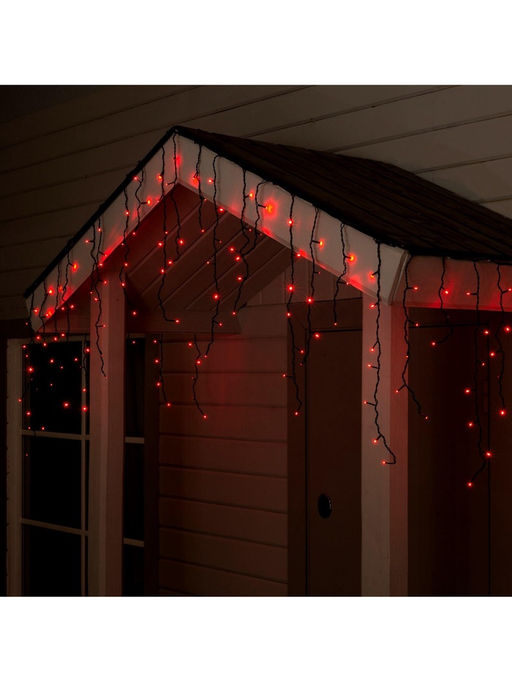 Гирлянда Бахрома 4?0.6 м, IP44, тёмная нить, 180 LED, свечение красное, 8 режимов, 220 В - Luazon lighting фото 2