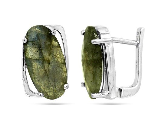 Серьги из серебра лабрадорит, Романтика