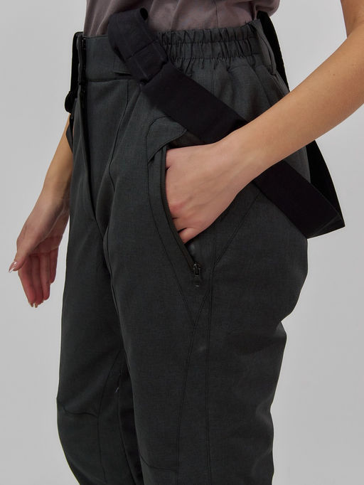 Брюки горнолыжные женские утепленные черного цвета 2111Ch