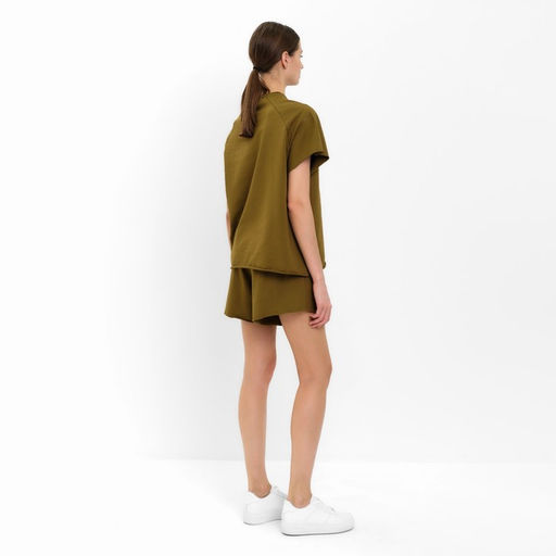 Костюм спортивный женский: футболка, шорты, MINAKU: Casual Collection, хаки, размер 44