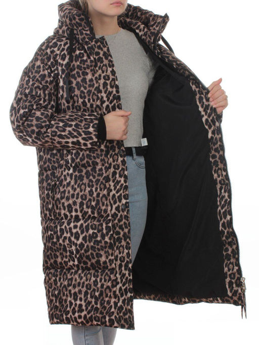 24-801 BROWN/LEOPARD Пальто зимнее женское (200 гр. холлофайбер) - Fashion фото 7