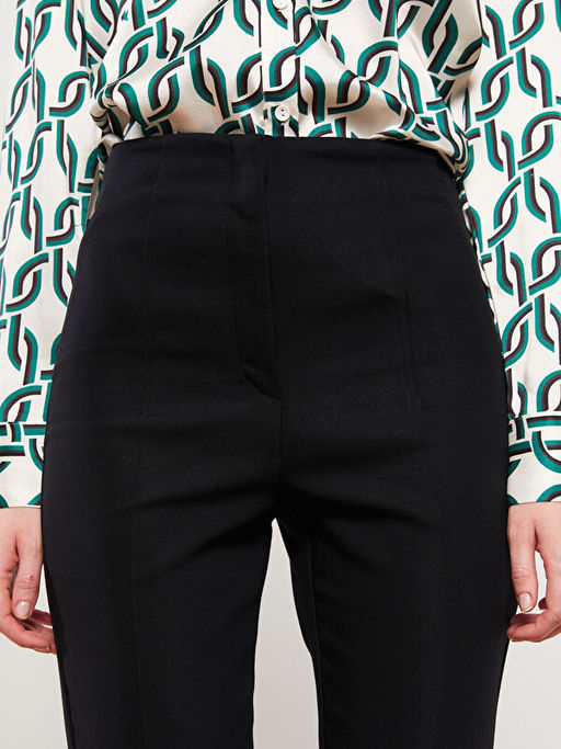 Kad?n Y?ksek Bel Standart Fit D?z Pantolon